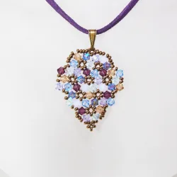 Pendant 40cm - Shea Grapes-Purple Suedine - Pendant 40cm - Laiton bronze